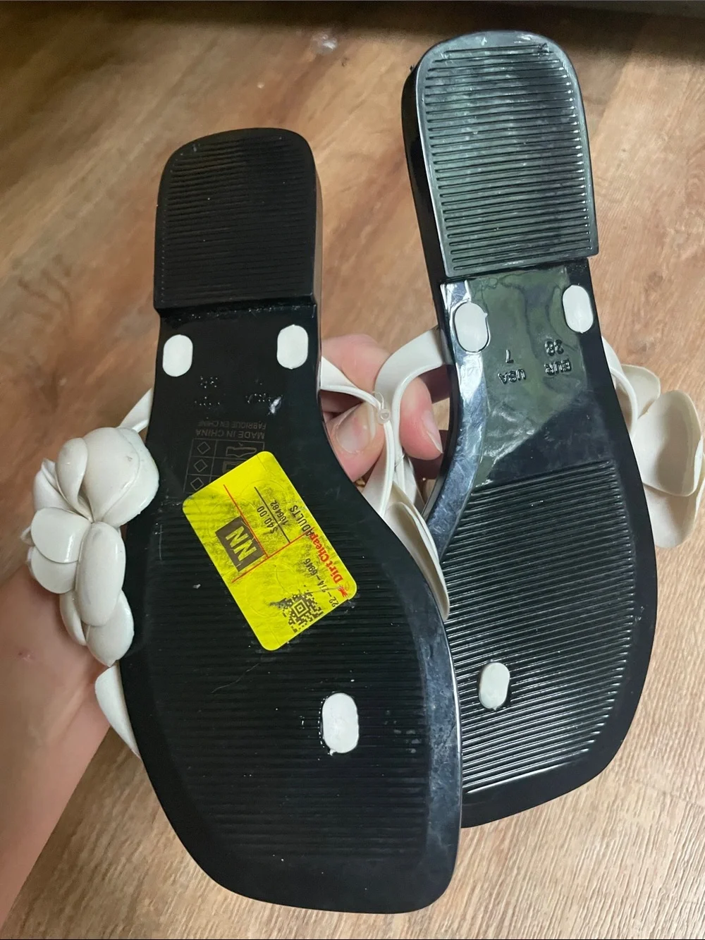 Jeffrey Campbell Black Footbed White Floral Slide Sandals